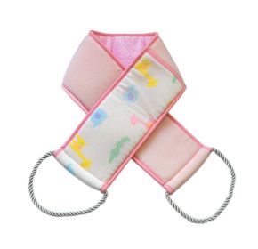 Exfoliating Back Strap Shower Loofah With Rope Handle Men and Women; Pink - Default