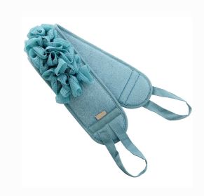 Exfoliating Back Strap Double Side Shower Loofah With Handle Men and Women; Blue - Default