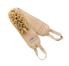 Exfoliating Back Strap Double Side Shower Loofah With Handle Men and Women; Khaki - Default