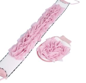 Exfoliating Loofah Kit Double Side Back Scrubber and Shower Gloves; Pink - Default