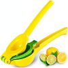 Metal 2-In-1 Lemon Lime Squeezer - Hand Juicer Lemon Squeezer - Max Extraction Manual Citrus Juicer - Yellow-green