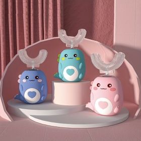 Ultrasonic Kid's U-Shaped Electric Toothbrush; Three Cleaning Modes; 60S Smart Reminder; Food-grade Silicone; Cartoon Modeling Design - Blue