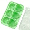1pc Ice Cube Tray; Rose Flower And Heart Shaped Ice Cube Mold; Food Grade Silicone Ice Ball Maker; Kitchen Tools; Kitchen Supplies - 3 Hearts 3 Roses