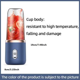 300ml Upgrade 6-page Steel Knife Fight Guide Wolf Rechargeable Portable Juicer Home Small Power Juice Cup - Blue - 6 Blades Single Cup