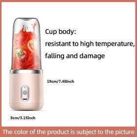 300ml Upgrade 6-page Steel Knife Fight Guide Wolf Rechargeable Portable Juicer Home Small Power Juice Cup - Pink - 6 Blades Single Cup