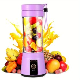 1pc 380ML Portable Blender With 6 Blades Rechargeable USB ; Personal Size Blender For Shakes And Smoothies; Traveling Fruit Veggie Juicer Cup - Purple