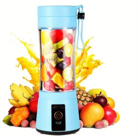 1pc 380ML Portable Blender With 6 Blades Rechargeable USB ; Personal Size Blender For Shakes And Smoothies; Traveling Fruit Veggie Juicer Cup - Blue
