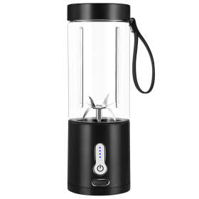 1pc 530ML Powerful Portable Blender For Smoothies Shakes USB Rechargeable Food Processor Fruit Mixer Machine Mini Juicer Blender Cup - Black