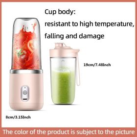 300ml Upgrade 6-page Steel Knife Fight Guide Wolf Rechargeable Portable Juicer Home Small Power Juice Cup - Pink - 6-blade Double Cup With Lid
