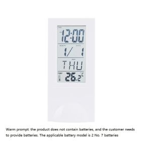 1pc Electronic Clock Simple Portable Display Temperature Desktop Computer Office Hour Clock (Battery Not Included) - White (without Battery