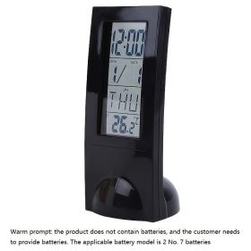 1pc Electronic Clock Simple Portable Display Temperature Desktop Computer Office Hour Clock (Battery Not Included) - Black (without Battery