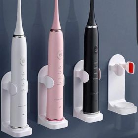2pcs Electric Toothbrush Holder; Wall-mounted Household Toothbrush Rack - White