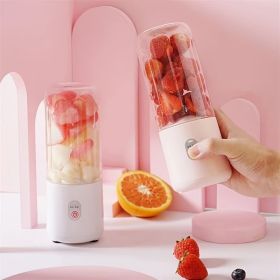 Electric Portable Juicer Household Usb Rechargeable Juice Machine Small Portable Juicer 500ml ABS Plastic 889 - 6-leaf Blade-Pink
