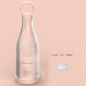 Portable Electric Juicer Blender Usb Mini Fruit Mixers Juicers Fruit Extractors Food Milkshake Multifunction Juice Maker Machine - pink 450ML with lid