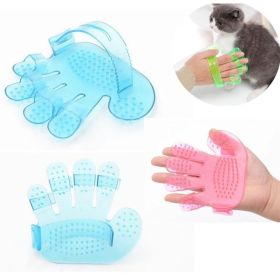 Pet Cat Grooming Comb Five Finger Pet Bath Brush Cat Dog Shower Massager Pet Grooming Deshedding Glove - BLUE