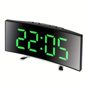 1pc Led Alarm Clock, Mirror Curved Screen, Digital Alarm Clock With Sleep Temperature For Students Bedroom, Living Room, Office And School - Curved Mi