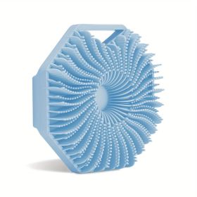 1pc Soft Silicone Body Brush Bath Body Brush, Massage Rubbing Device, Natural Bristle, Soft Scrubber, For Shower And Exfoliating - Blue
