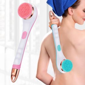Silicone Bath Brush 4 in 1 Electric Back Scrubber 4 Brush Heads USB Rechargeable Rotating Shower Massager with 2 Speeds - Pink