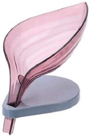 Drain Soap Leaf-Shaped Dish Bar Soap Holder Storage Rack Drain Soap Box for Bathroom Kitchen Sink Suction Cup Installation - brown