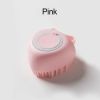 Softness Silicone Pet Brush For Dog & Cat; Dog Hair Massage Bath Brush With Shower Gel Dispenser - Heart Pink