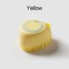 Softness Silicone Pet Brush For Dog & Cat; Dog Hair Massage Bath Brush With Shower Gel Dispenser - Heart Yellow