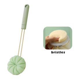 2 In 1 Double-Sided Bath Brush Long Handle Rubbing Back Bath Brushes Dual Purpose Body Brush Back Massage Shower Body Cleaning - green - CN