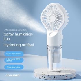 F3 handheld spray hydrating fan usb rechargeable portable desktop student dormitory mini small fan gift - Athens White (spray hydrating small fan) - 1