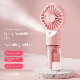 F3 handheld spray hydrating fan usb rechargeable portable desktop student dormitory mini small fan gift - Cherry powder (spray water supply small fan)