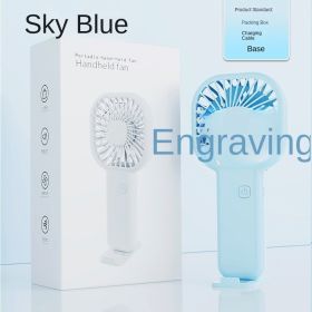USB mini fan cartoon handheld fan portable desktop charging home electric fan gift - F10 [Blue]] - 138*78*28mm