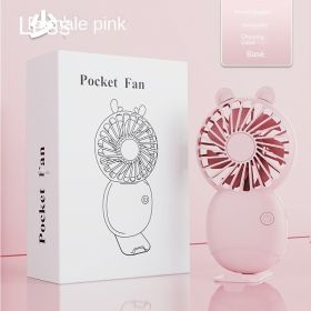 USB mini fan cartoon handheld fan portable desktop charging home electric fan gift - Pocket 6-[Pink Meow]] - 138*78*28mm