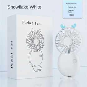 USB mini fan cartoon handheld fan portable desktop charging home electric fan gift - Pocket Generation 6-[White Deer]] - 138*78*28mm