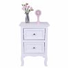 Country Style Two-Tier Night Table Large Size White - as picture