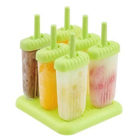 6Pcs Popsicle Molds Reusable Ice Cream DIY Ice Pop Maker Ice Bar Maker Plastic Popsicle Mold For Homemade Iced Snacks - Green