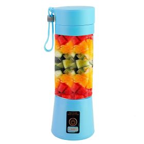 Portable Juicer Blender USB Rechargeable Juicer Cup Fruit Baby Food Mixing Machine with 6 Blades Powerful Motor - Blue