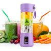 Portable Juicer Blender USB Rechargeable Juicer Cup Fruit Baby Food Mixing Machine with 6 Blades Powerful Motor - Purple