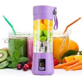 Portable Juicer Blender USB Rechargeable Juicer Cup Fruit Baby Food Mixing Machine with 6 Blades Powerful Motor - Purple