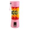 Portable Juicer Blender USB Rechargeable Juicer Cup Fruit Baby Food Mixing Machine with 6 Blades Powerful Motor - Pink