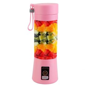 Portable Juicer Blender USB Rechargeable Juicer Cup Fruit Baby Food Mixing Machine with 6 Blades Powerful Motor - Pink