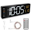 15.7in LED Digital Wall Clock with Remote Control 10 Level Brightness 3 Alarm Settings 12 24Hr Format Timing Countdown Temperature Calendar Display -