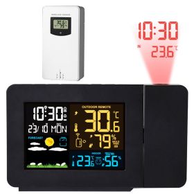 Atomic Projection Alarm Clock Radio Control Clock with WWVB Function Weather Station Dual Alarms Snooze Outdoor Wireless Temperature Humidity Sensor -