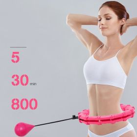 Fitness Ring Adjustable Sport Hoops Abdominal Thin Waist Exercise Detachable Massage Fitness Hoops Gym Home Training Weight Loss - Pink - 24 knots