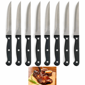 8 Professional Steakhouse Knife Set Steak Knives Kitchen Cutlery Tool Serrated - ATB