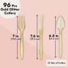 96 Pack Gold Glitter Plastic Silverware for Wedding Party Supplies, Cutlery Includes Forks, Spoons, and Knives (Serves 32) - Juvale
