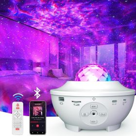 USB LED Star Night Light Music Starry Water Wave LED Projector Light Bluetooth Projector Sound-Activated Projector Light Decor - White