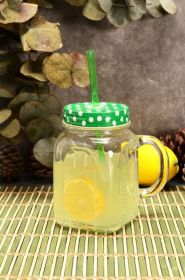 Pa≈üabah√ße 80388 Metal Green Cup with Lid, Straw and Handle, 450 cc - Default Title