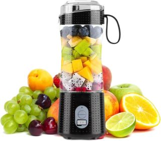 Portable Electric Juicer Cup Fruit Blender Maker Bottle Mixer USB Rechargeable - Black