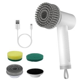 Electric Handheld Spin Scrubber Cordless Cleaning Brush with 2 Rotating Speeds 3 Cleaning Brushes Rechargeable Shower Scrubber for Kitchen Dish Bathtu