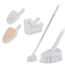Tub And Tile Scrubber Cleaning Brush With Long Handle Length Adjustable Rod Shower Cleaning Brush With Sponge Hard Bristles Gap Brush - 3 In 1