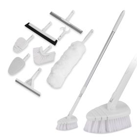 Tub And Tile Scrubber Cleaning Brush With Long Handle Length Adjustable Rod Shower Cleaning Brush With Sponge Hard Bristles Gap Brush - 8 In 1