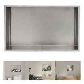 Brushed Stainless Steel Wall Shower  Niche , Double Recessed Shower Shelf for Bathroom - 20"x12" - Stytle1